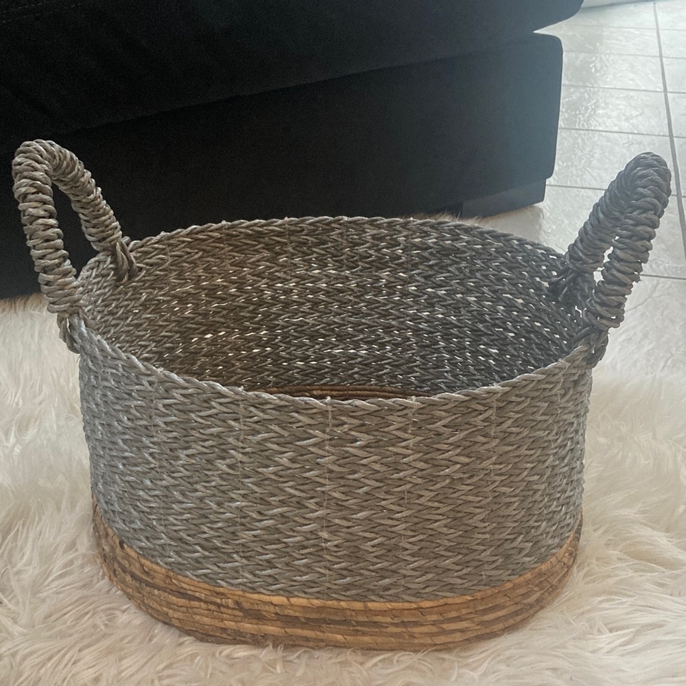 Gray and Brown Woven Basket